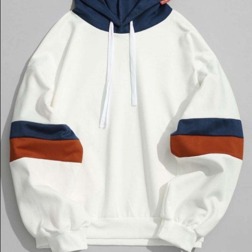 Zaful color block white hoodie